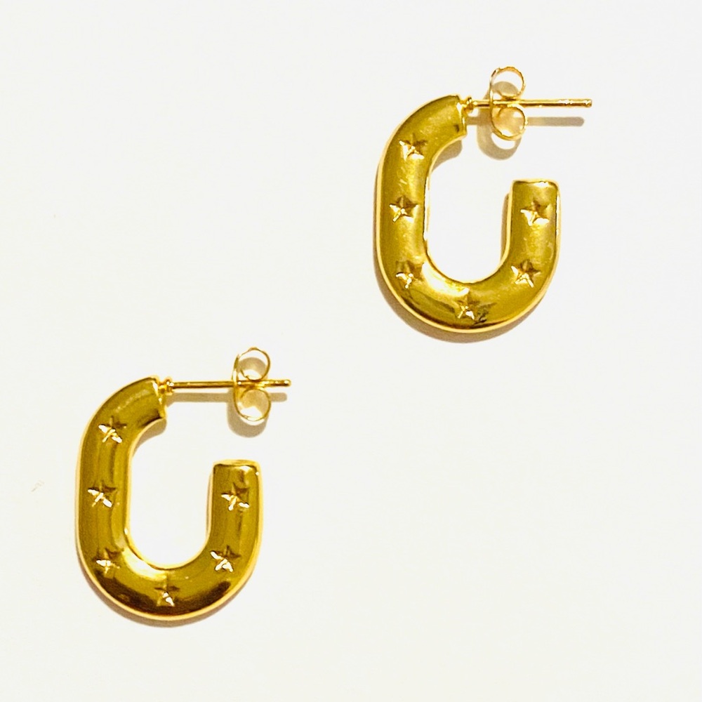 Elegant Gold-Plated Stainless Steel Hoop Earrings #21
